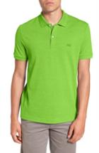 Men's Lacoste Pique Polo With Tonal Croc (s) - Green