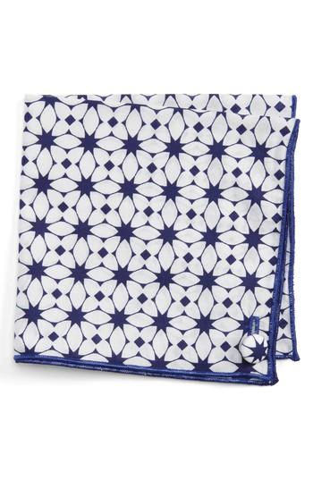 Men's Armstrong & Wilson Sunflower Cotton Pocket Square, Size - Blue