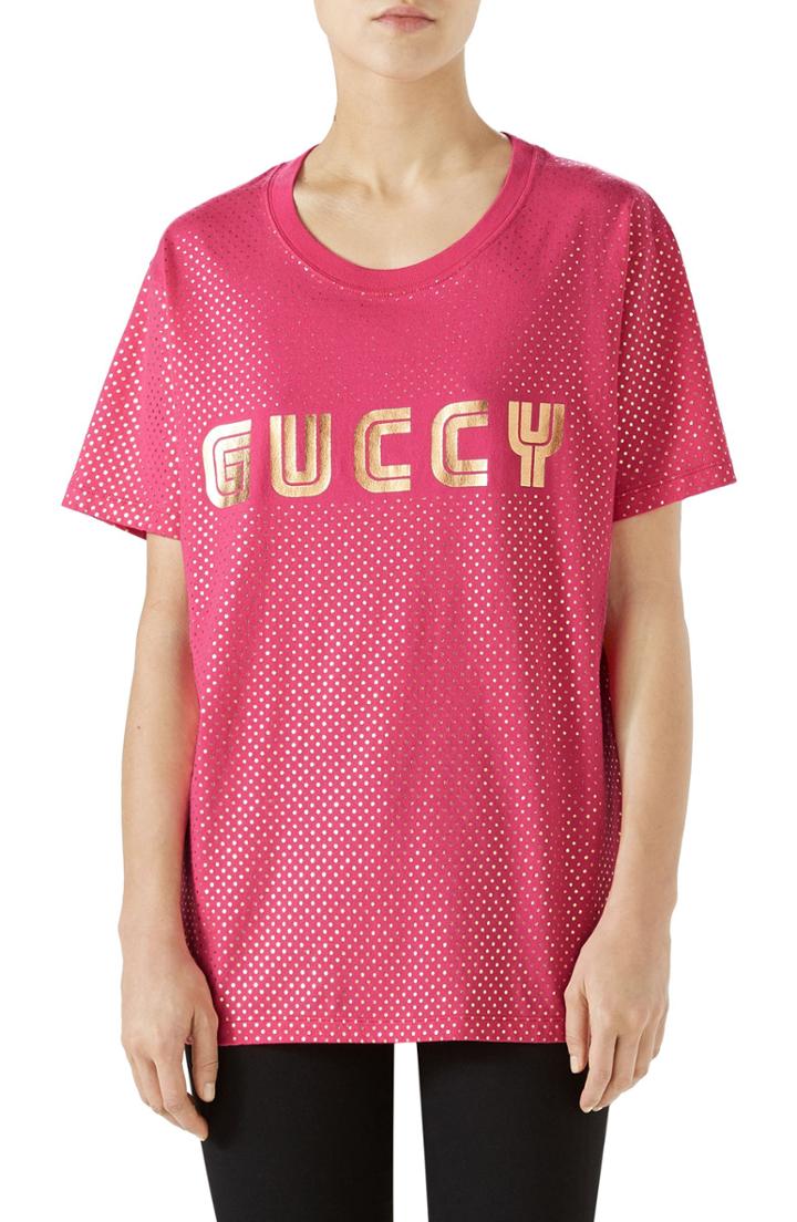 Women's Gucci Metallic Logo Tee - Metallic