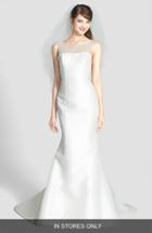 Women's Amsale Preston Silk Magnolia Sheath Wedding Dress, Size - Ivory
