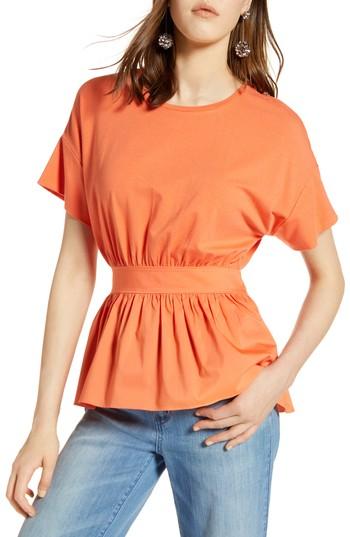 Women's Halogen Gathered Waist Top - Coral