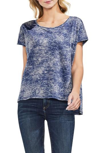 Women's Vince Camuto Printed Burnout Cotton Blend Tee, Size - Blue