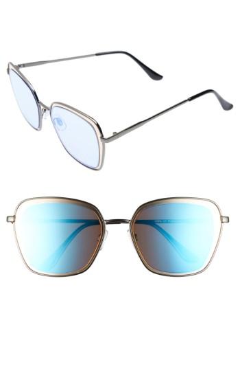 Women's Leith 55mm Square Sunglasses - Hemitite/ Blue