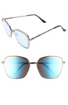 Women's Leith 55mm Square Sunglasses - Hemitite/ Blue