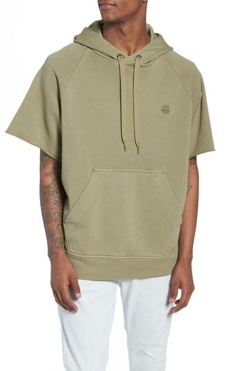 Men's G-star Raw Tendric Half-sleeve Hoodie Sweatshirt - Green