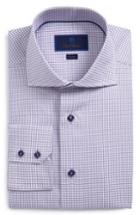 Men's David Donahue Trim Fit Check Dress Shirt .5 - 36/37 - Purple