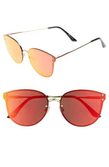 Women's Leith 60mm Mirror Lens Cat Eye Sunglasses - Gold