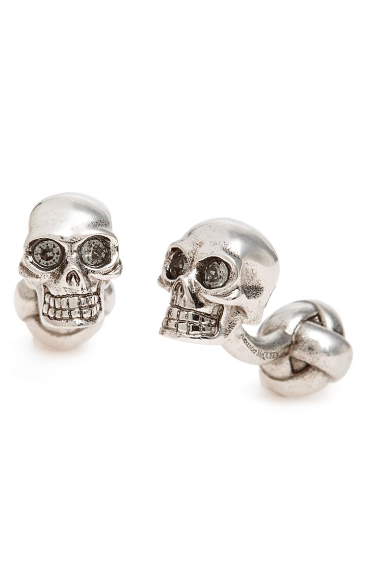 Men's Alexander Mcqueen 3d Embellished Skull Cuff Links