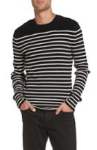 Men's Vince Slim Fit Breton Stripe Cashmere Crewneck Sweater - Black