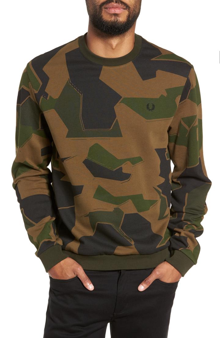 Men's Fred Perry Camoflage Sweatshirt - Green