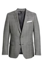 Men's Boss Hutsons Trim Fit Plaid Wool Sport Coat R - Grey