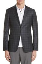Men's Z Zegna Trim Fit Plaid Wool Sport Coat Us / 48 Eur - Grey
