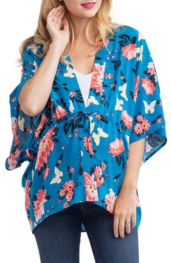 Women's Nom Maternity Floral Kimono Maternity Top