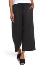 Petite Women's Eileen Fisher Tencel & Linen Crop Pants, Size P - Black