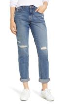 Women's Sp Black Cuffed Ripped Boyfriend Jeans - Blue