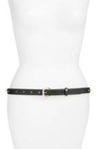 Women's Rebecca Minkoff Imitation Pearl & Stud Smooth Leather Belt - Black
