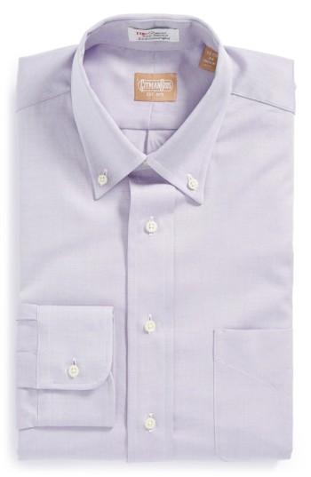 Men's Gitman Regular Fit Pinpoint Cotton Oxford Button Down Dress Shirt .5 - 34 - Purple