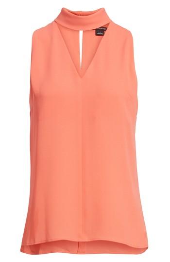 Women's Trouve Choker Collar V-neck Tank, Size - Coral