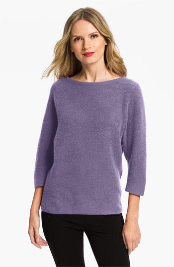 Nordstrom Collection Dolman Sleeve Cashmere Sweater Purple Lavendar X-large