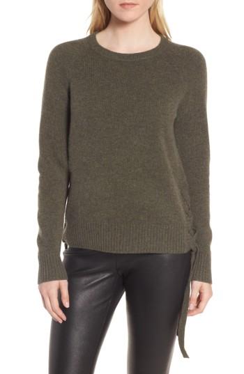 Women's Nordstrom Signature Side Tie Cashmere Pullover - Green