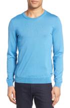 Men's Boss Leno-b Crewneck Wool Sweater, Size - Blue