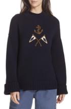 Women's Polo Ralph Lauren Crest Logo Wool Sweater - Blue