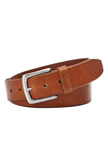 Men's Fossil 'joe' Leather Belt - Cognac