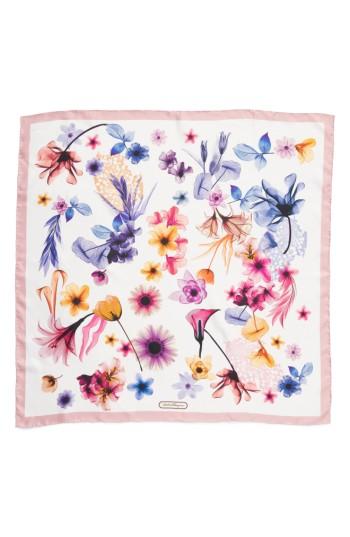 Women's Salvatore Ferragamo Opale Silk Square Scarf, Size - White