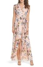 Women's Eliza J Floral Ruffle High/low Maxi Dress - Pink