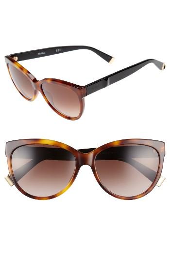 Women's Max Mara Moderii 57mm Gradient Cat Eye Sunglasses - Dark Havana/ Black
