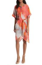 Women's Tracy Reese Print Henley Silk Dress - Orange