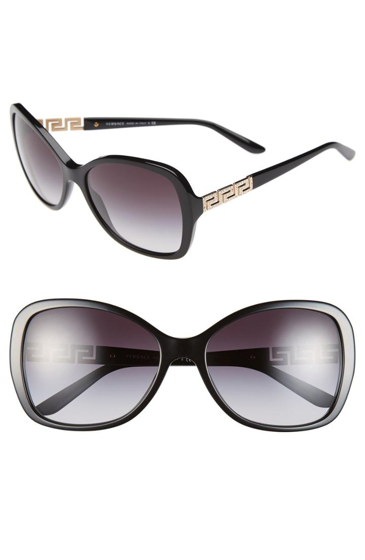 Women's Versace 58mm Butterfly Sunglasses - Black
