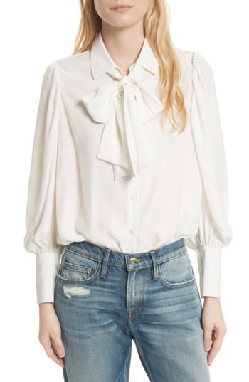 Women's Frame Voluminous Silk Blouse - White