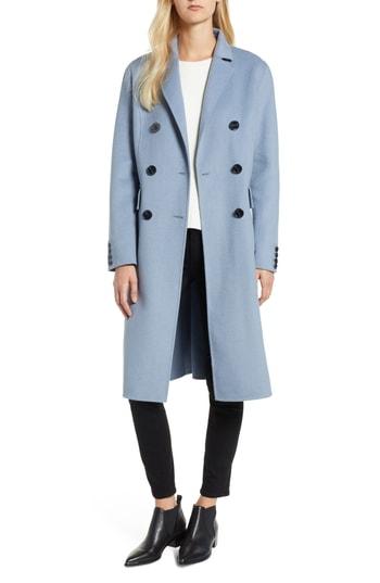 Women's Tahari Taylor Double Breasted Wool Coat - Blue