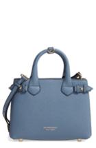 Burberry Small Banner House Check Leather Tote - Blue