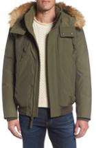 Men's Andrew Marc Insulated Bomber Jacket With Faux Fur Trim - Green