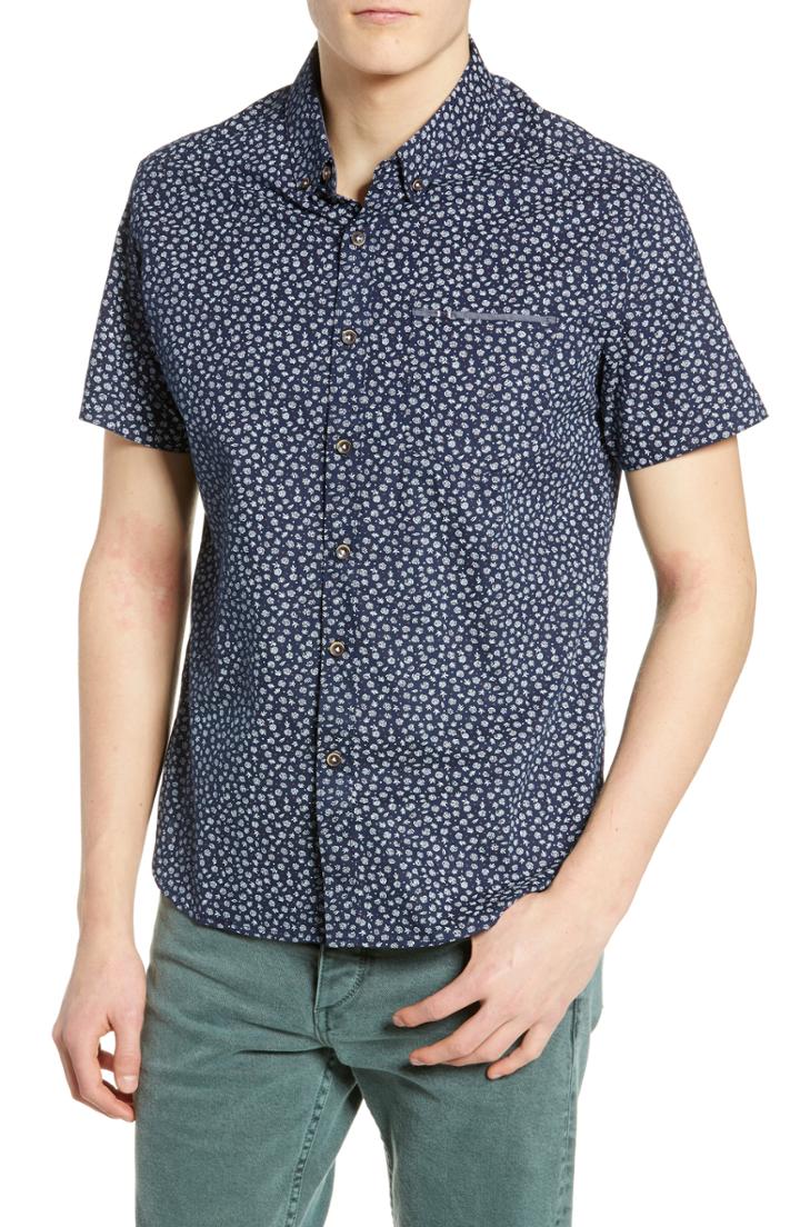 Men's 7 Diamonds Moon Stomp Trim Fit Sport Shirt, Size - Blue