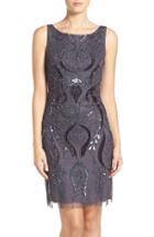 Women's Adrianna Papell Embellished Mesh Sheath Dress - Grey