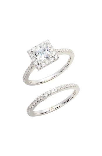 Women's Lafonn Joined At The Heart Cushion Cut Halo Wedding Ring Set