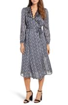 Women's Lucky Brand Printed Midi Wrap Dress - Blue