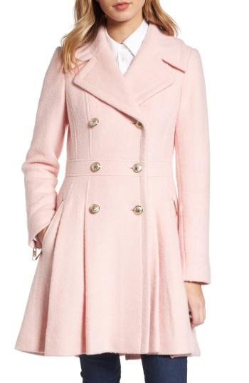 Women's Guess Double Breasted Wool Blend Coat - Pink
