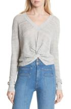 Women's Veronica Beard Soren Twist Front Linen Blend Sweater - Grey