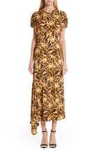 Women's Victoria Beckham Asymmetrical Leopard Print Dress Us / 6 Uk - Brown
