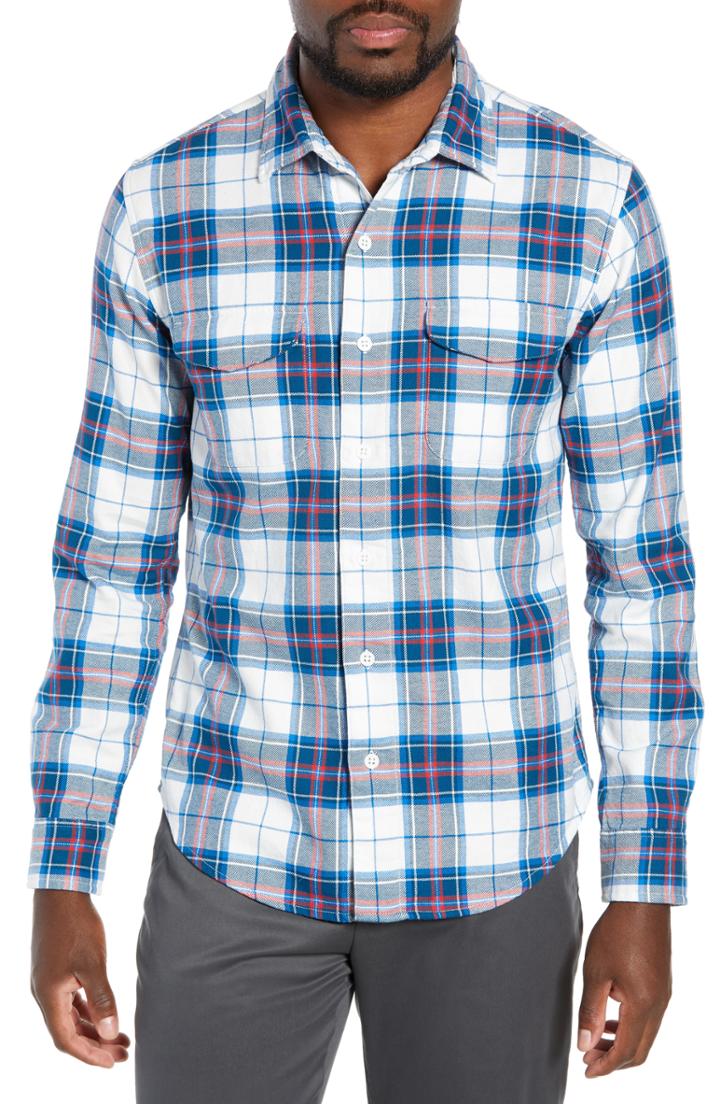 Men's Bonobos Slim Fit Plaid Flannel Shirt, Size - White