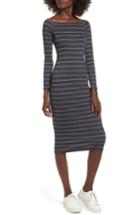 Women's Soprano Stripe Off The Shoulder Midi Dress - Grey