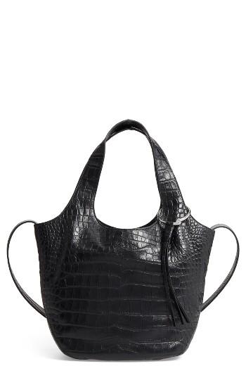 Elizabeth And James Small Finley Embossed Leather Shopper - Black