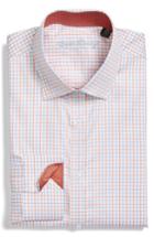 Men's English Laundry Trim Fit Check Dress Shirt - 32/33 - Orange