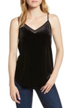 Women's 1.state Chiffon Detail Velvet Camisole, Size - Black