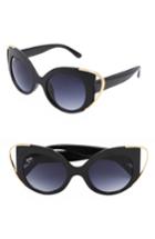 Women's Nem Audrey 50mm Cutout Cat Eye Sunglasses - Black W Dark Lens