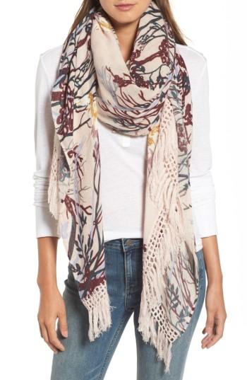 Women's Treasure & Bond Foliage Forest Fringe Scarf, Size - Pink